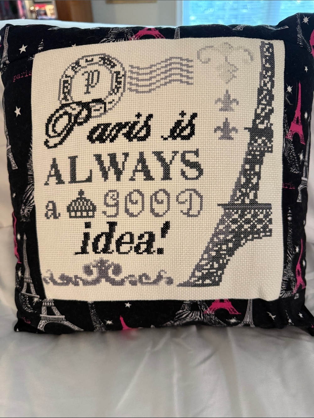 Paris Is Always a Good Idea Decorative Accent Pillow - Black, Pink